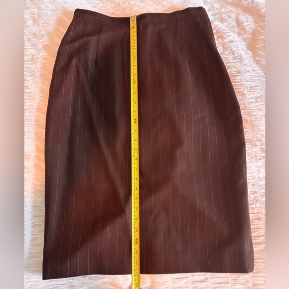 Vintage Alberto Makali Brown Pinstripe Vest and Skirt Set - Picture 13 of 13